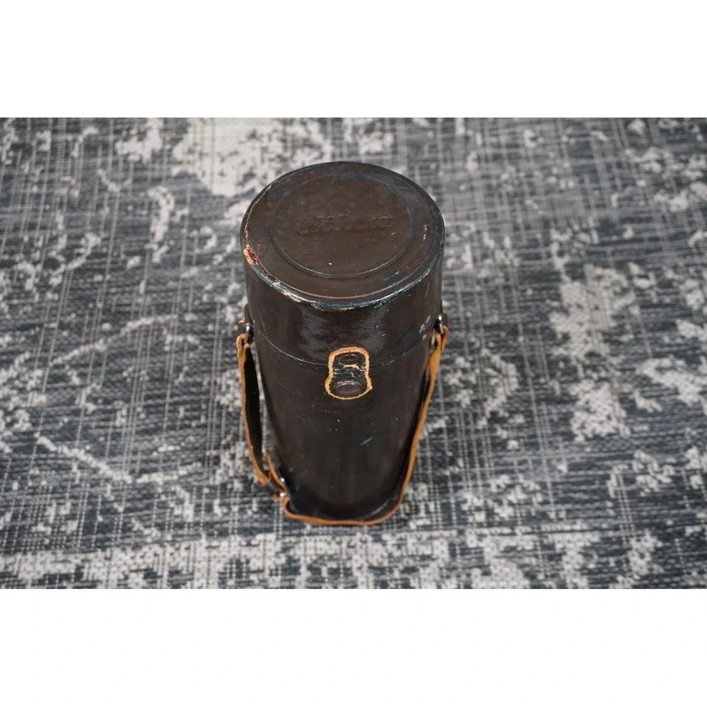 Nikon Nikkor F Brown Leather Hard Lens Case 5 1/4 x‎ 3 1/2 Inch Vintage V29